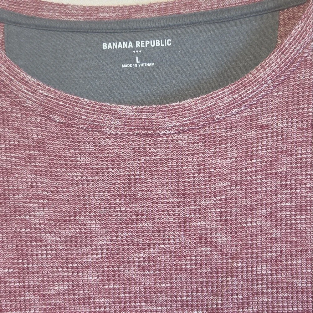 Banana Republic Men's Large Marled Burgundy Long Sleeve Crewneck Knit Shirt
